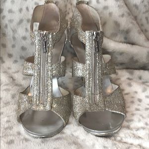 Silver Strappy Front Zipper Michael Kors Heels